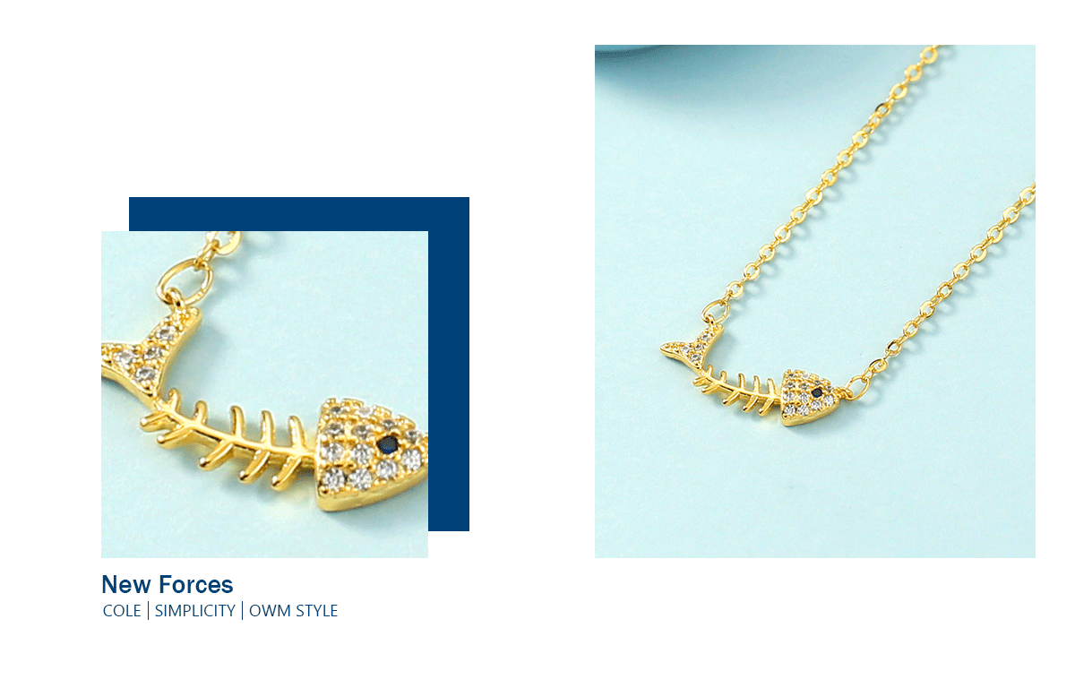[TN054] Presentski Fish Personality Necklace Gold and Silver Color