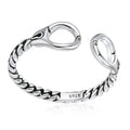 Presentski Handcuffs Open Creative Ring 925 Sterling Silver Simple Chain Link Stacking Adjustable Ring Dainty Jewelry Gift for Women Girls